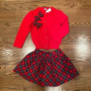 NWT Janie and Jack Red Sweater and Plaid Skirt